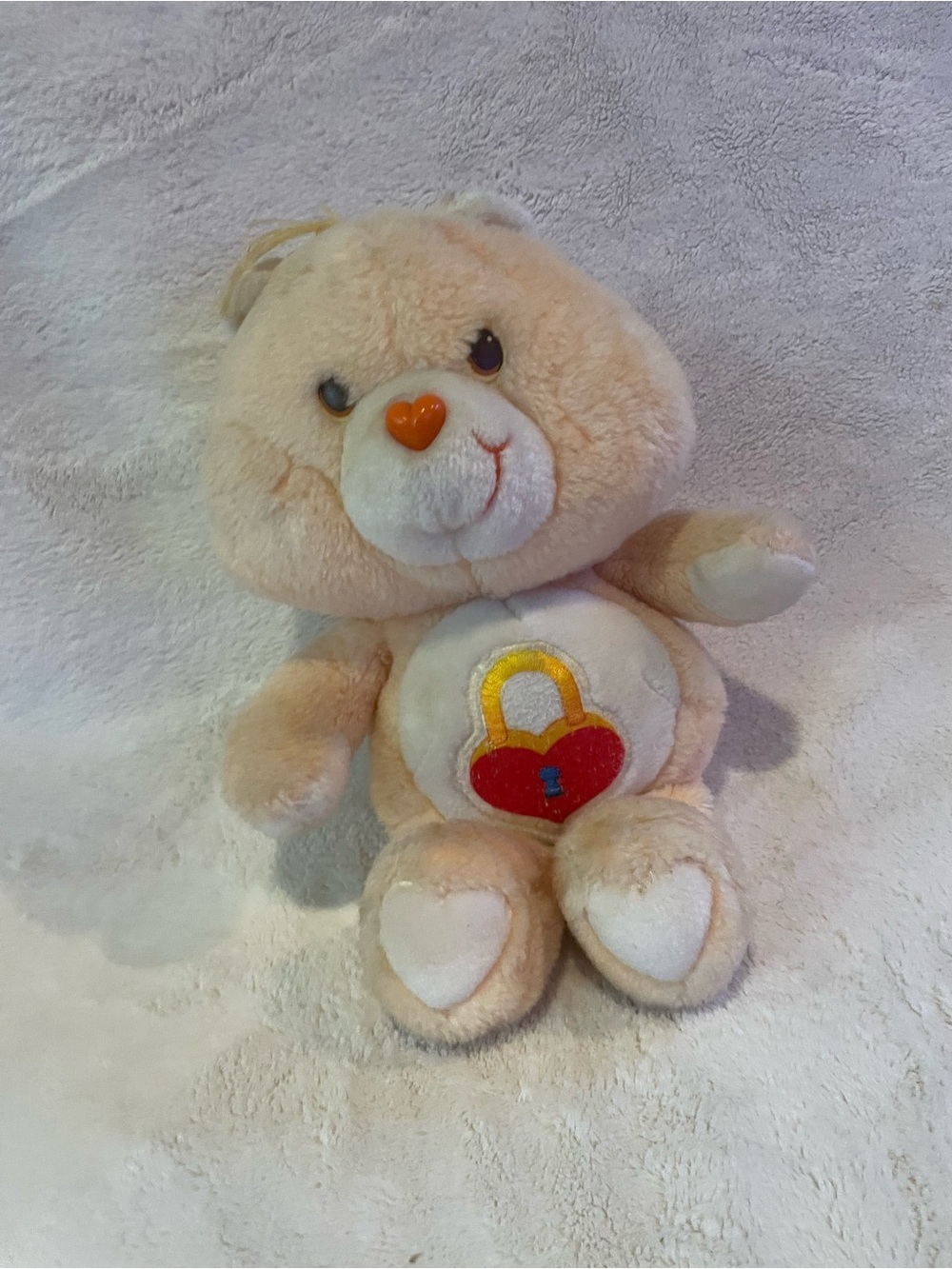 Vintage 1985 Kenner Care Bears Secret Bear 13” Talking Plush Pull String Peach.
